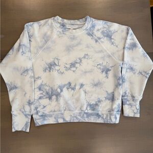 Spiritual Gangster Long Sleeve Crewneck Sweatshirt Blue/White Tie Dye Medium